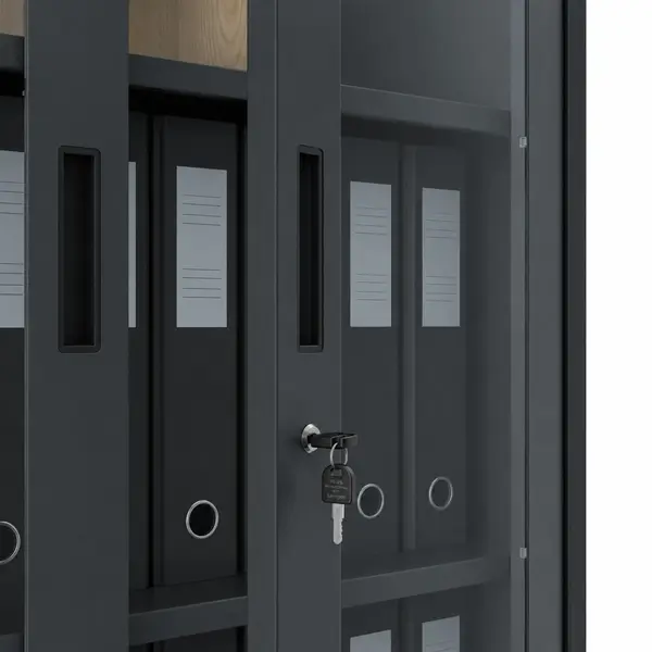 Dulap metalic cu vitrina antracit: AMELIA, 900 x 1850 x 400 mm Dulap metalic cu vitrină, antracit, 900x1850x400 mm: AMELIA