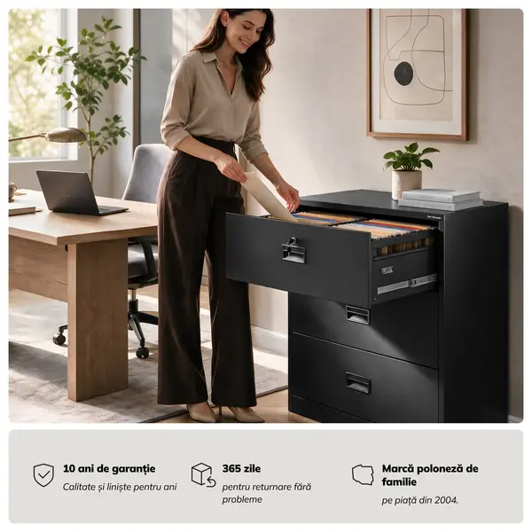 Dulap metalic culoare antracit pentru dosare: SARA XL V3, 900 x 1020 x 600 mm Dulap cartotecă metalic, antracit, 900x1020x600 mm: SARA XL V3