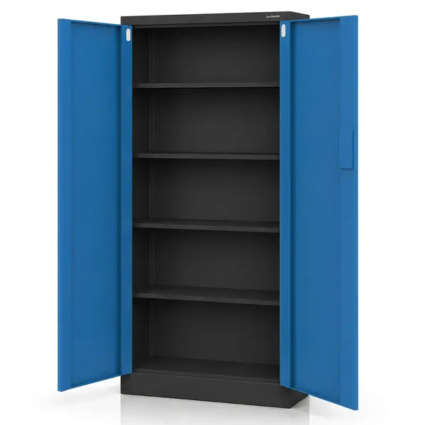Dulap metalic de birou cu incuietoare cu cifru antracit-albastru: DANIEL, 900 x 1850 x 400 mm Dulap metalic de birou cu încuietoare cu cod antracit-albastru, 900x1850x400 mm: DANIEL