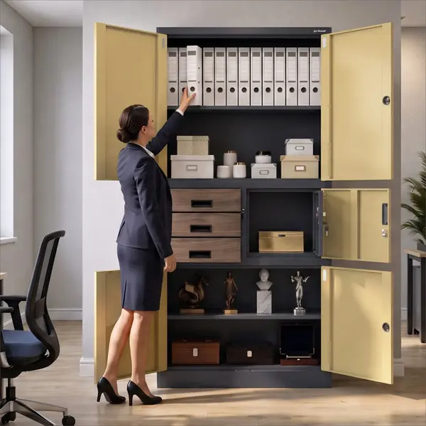 Dulap metalic de birou cu seif antracit, nuc, 900x1850x400 mm: FILIP II Eco Design Dulap metalic de birou cu seif antracit, nuc, 900x1850x400 mm: FILIP II Eco Design
