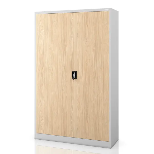 Dulap metalic de birou pentru acte gri / stejar sonoma: Eco Design JAN II, 1150 x 1850 x 400 mm Dulap metalic de birou pentru dosare gri / stejar sonoma, 1150x1850x400 mm: JAN II Eco Design