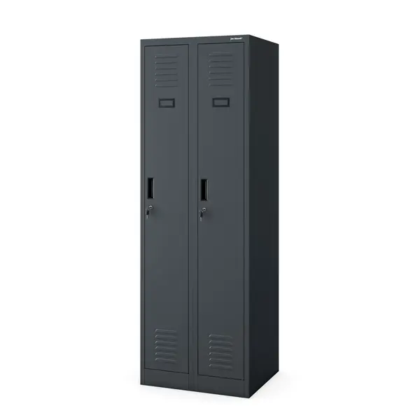Dulap metalic de lucru pentru haine KACPER II, 600 x 1800 x 500 mm, antracit Dulap metalic pentru angajați cu două compartimente antracit: KACPER II, 600 x 1800 x 500 mm