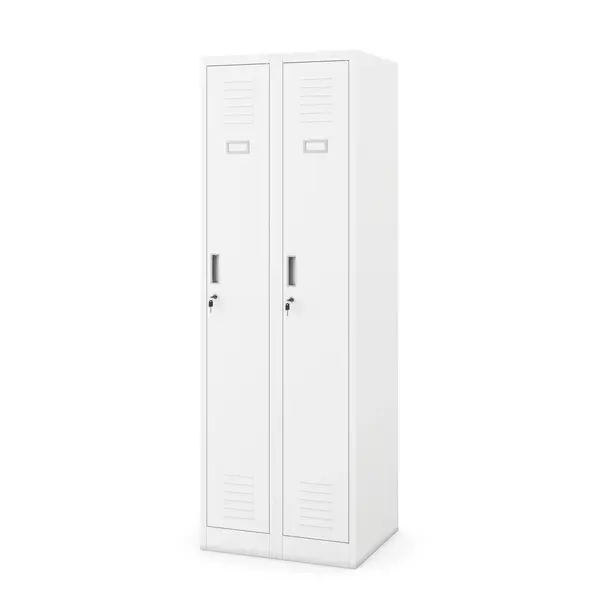 Dulap metalic de lucru pentru haine KACPER II, 600 x 1800 x 500 mm, alba Dulap metalic pentru angajați cu două compartimente albă: KACPER II, 600 x 1800 x 500 mm