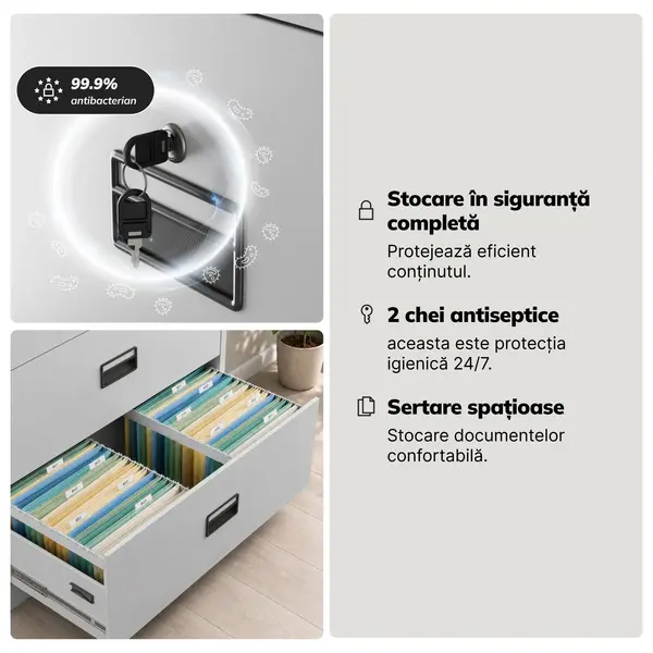 Dulap metalic gri pentru dosare: SARA XL V5, 900 x 1620 x 600 mm Dulap cartotecă metalic, gri, 900x1620x600 mm: SARA XL V5