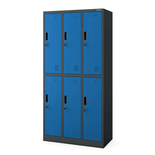 Dulap metalic vestiar – dulap IGOR cu 6 usi, 900 x 1850 x 450 mm, antracit-albastru Dulap metalic vestiar – dulap IGOR cu 6 uși, 900 x 1850 x 450 mm, antracit-albastru