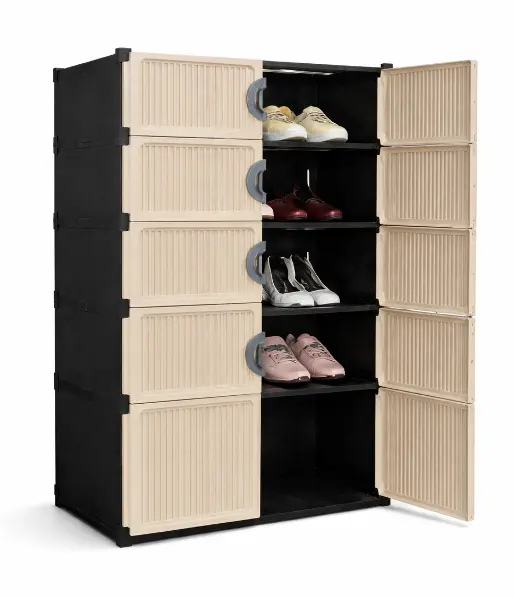 Dulap modular pentru pantofi cu 5 rafturi cu usi design compact plastic rezistent