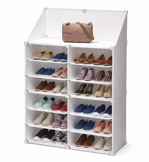 Dulap Modular pentru Pantofi cu Usi Transparente Impermeabil ALB