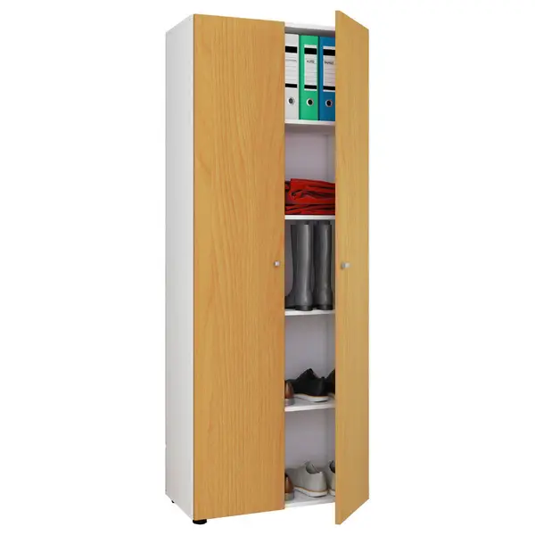 Dulap Multifuncțional, 70/178/39 cm, alb, culoare lemn fag