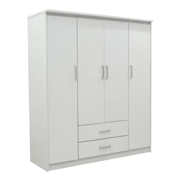 Dulap Olympus cu 4 usi si sertare alb 159x57x183 cm