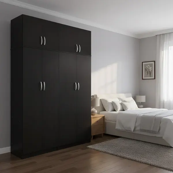 Dulap patru uși cu compartiment superior Lego I, Lemn, Wenge, 160x42x240 cm