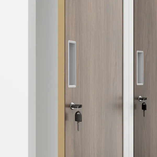 Dulap pentru angajati cu 4 compartimente alb/nuc, 800x1800x500 mm: KACPER Eco Design Dulap pentru angajați cu 4 compartimente alb/nuc, 800x1800x500 mm: KACPER Eco Design