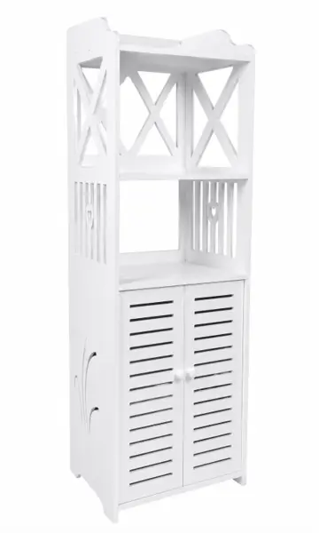 Dulap pentru baie modern raft depozitare PVC 4 sertare si 2 usi Alb 90x40x25 cm