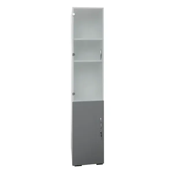 Dulap pentru bibiorafturi PAL alb/gri 40x40x200 cm cu vitrină Dulap pentru bibiorafturi PAL alb/gri 40x40x200 cm cu vitrină