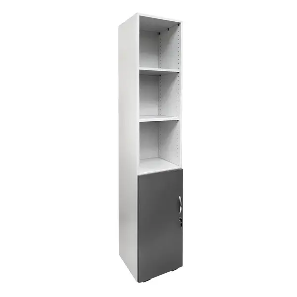 Dulap pentru bibliorafturi PAL alb/gri 40x40x200 cm cu ușă mică Dulap pentru bibliorafturi PAL alb/gri 40x40x200 cm cu ușă mică