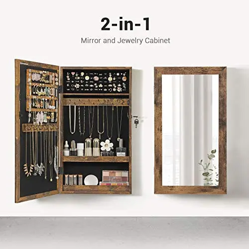 Dulap pentru bijuterii, Songmics, Maro, 67.3x9.7x37.2 cm