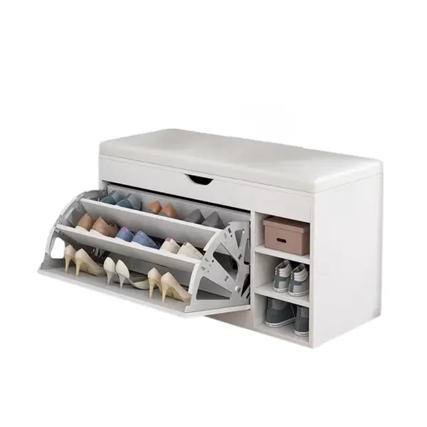 Dulap pentru pantofi cu bancă – Design modern și elegant, 100x34x50 cm, culoare albă, soluție practică pentru organizare