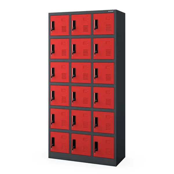 Dulap social cu dulapuri KAROL, 900 x 1850 x 400 mm, rosu-antracit Dulap social cu dulapuri KAROL, 900 x 1850 x 400 mm, roșu-antracit