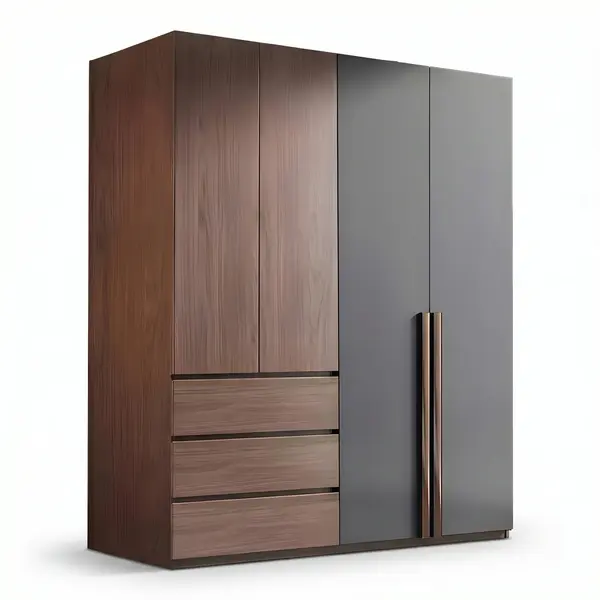 Dulap Sonlen cu 4 usi si 3 sertare, Nuc, 160x52x195 cm