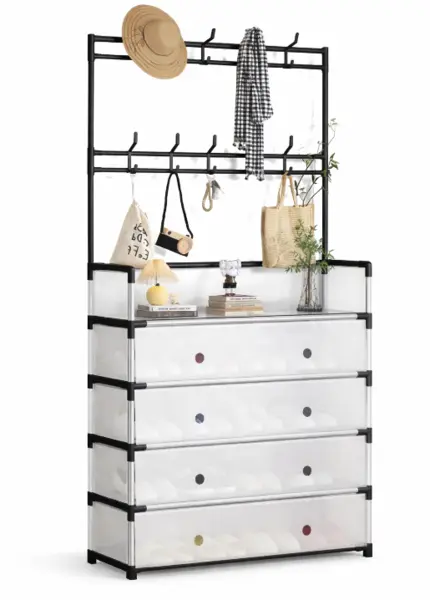 Dulap tip cuier multifunctional cu 3 sertare si suport haine 60 × 30 × 172 cm