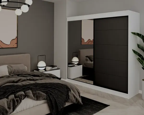 Dulap UC MP3, 200x60x200 cm, Alb Antracit