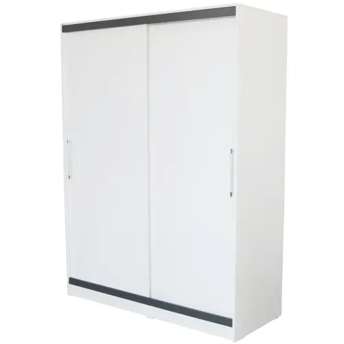 Dulap Verona cu usi culisante, 154x205x60 cm, Alb cu Gri