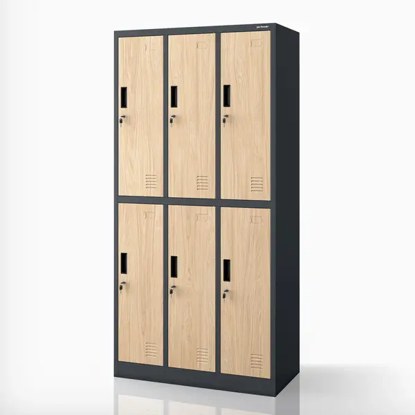 Dulap vestiar BHP antracit / stejar Sonoma cu 6 usi: Eco Design IGOR, 900 x 1850 x 450 mm Dulap vestiar de protecția muncii cu 6 uși antracit/stejar sonoma, 900x1850x450 mm: IGOR Eco Design