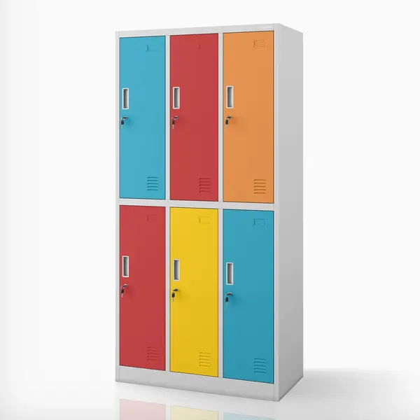 Dulap vestiar BHP gri multicolor cu 6 usi: IGOR, 900 x 1850 x 450 mm Dulap vestiar de protecția muncii cu 6 uși gri-multicolor, 900x1850x450 mm: IGOR
