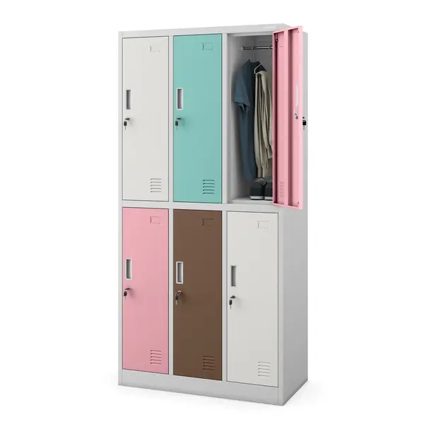 Dulap vestiar BHP gri pastel cu 6 usi: IGOR, 900 x 1850 x 450 mm Dulap vestiar BHP gri pastel cu 6 uși: IGOR, 900 x 1850 x 450 mm