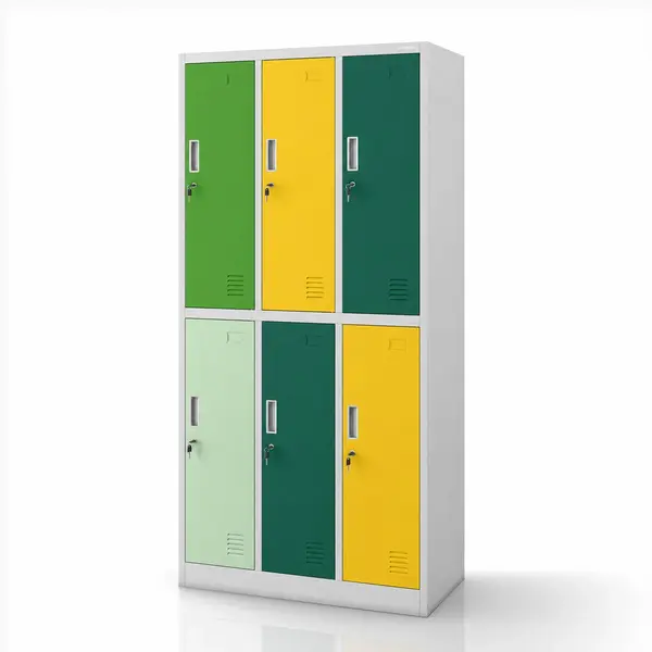 Dulap vestiar BHP gri-verde-galben cu 6 usi: IGOR, 900 x 1850 x 450 mm Dulap vestiar BHP gri-verde-galben cu 6 uși: IGOR, 900 x 1850 x 450 mm