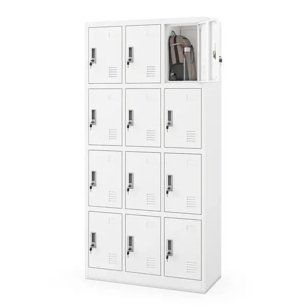 Dulap vestiar de protectie alb: MARCIN, 900 x 1850 x 400 mm Dulap social BHP cu compartimente alb, 900x1850x400 mm: MARCIN