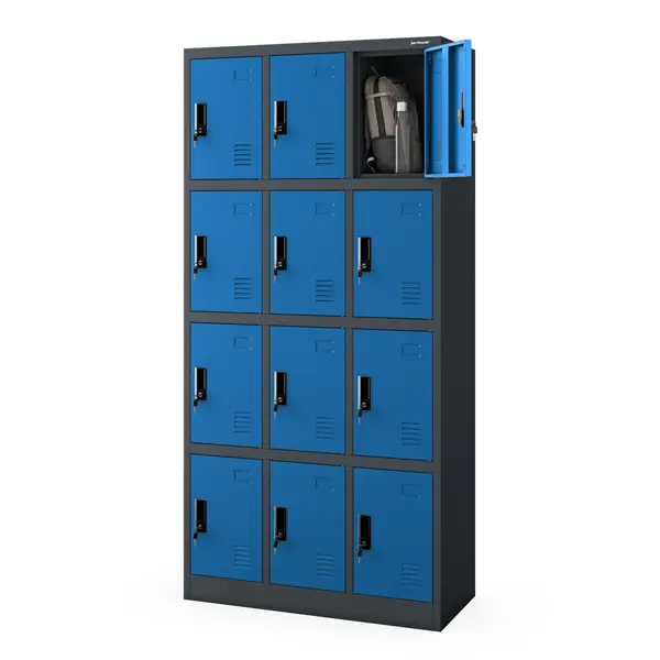Dulap vestiar de protectie antracit-albastru: MARCIN, 900 x 1850 x 400 mm Dulap social BHP cu compartimente antracit-albastru, 900x1850x400 mm: MARCIN