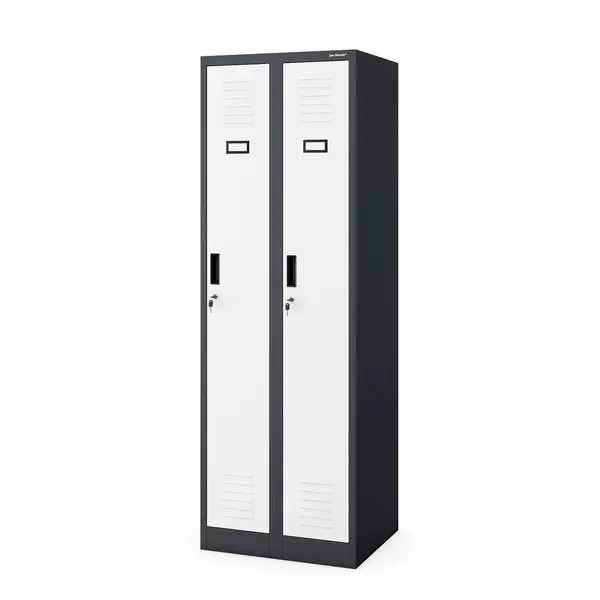 Dulap vestiar pentru angajati cu doua compartimente, antracit-alb: KACPER II, 600 x 1800 x 500 mm Dulap pentru angajați cu două compartimente antracit-alb, 600x1800x500 mm: KACPER II