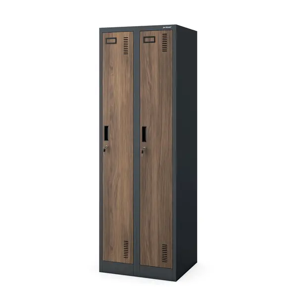 Dulap vestiar pentru angajati cu doua compartimente, antracit / nuc: Eco Design KACPER II, 600 x 1800 x 500 mm Dulap pentru angajați cu două compartimente antracit, nuc, 600x1800x500 mm: KACPER II Eco Design