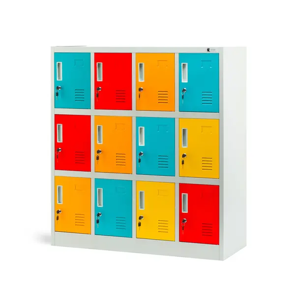 Dulapuri metalice pentru vestiarul gradinitei OLA, 1093 x 1200 x 450 mm, multicolor Dulapuri metalice pentru vestiarul grădiniței OLA, 1093 x 1200 x 450 mm, multicolor