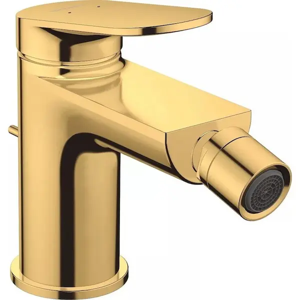 Duravit Baterie bideu Duravit Wave WA2400001034, marime S, cartus ceramic, 137 mm, set evacuare cu tija, ventil, Auriu lucios
