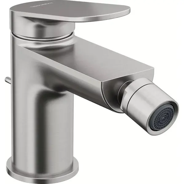 Duravit Baterie bideu Duravit Wave WA2400001070, marime S, cartus ceramic, 137 mm, set evacuare cu tija, ventil, crom mat