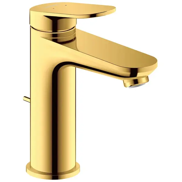 Duravit Baterie lavoar Duravit, Wave, monocomanda, marime M, cartus ceramic, set evacuare cu tija, auriu lucios
