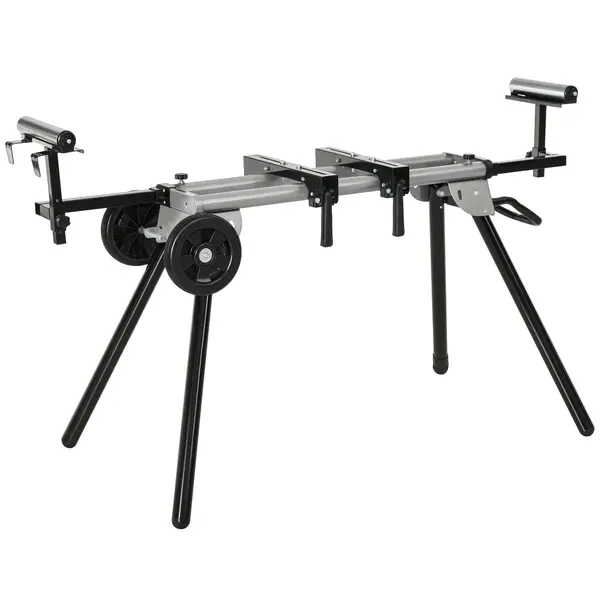DURHAND Masă Suport pentru Ferăstraie Circulare, Bancă Extensibilă Reglabilă și Pliabilă, 123.5-245x73x96 cm, Negru | Aosom Romania