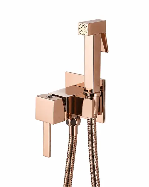 Dus Igienic Baie pentru Bideu sau WC, Mixer apa Calda si Rece, Finisaj Auriu Rose, Incastrabil