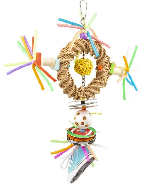 DUVO Jucărie pentru păsări Inel multicolor, paie, 35x20x5,5cm