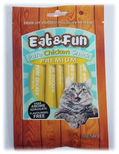 Eat&Fun Recompense Pisica Sos Pure Chicken 70 G / 5 Buc