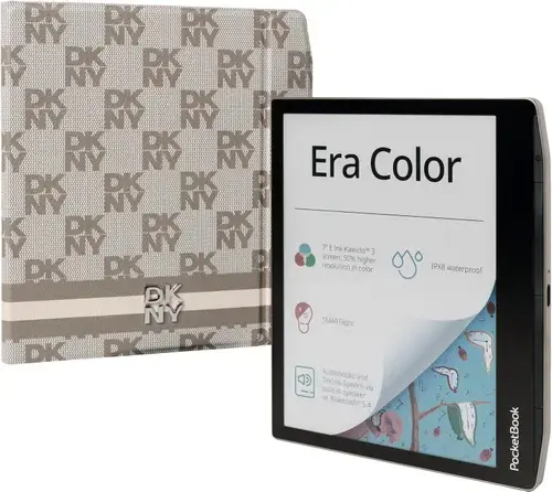 eBook Reader PocketBook Era Color DKNY Bundle, Ecran E Ink Kaleido™ 3 capacitiv multisenzor 7inch, 300ppi, Bluetooth 5.4, Wi-Fi, Procesor Quad-Core 1.8GHz, 1GB RAM, 32GB Flash, Waterproof IPX8 (Bej)