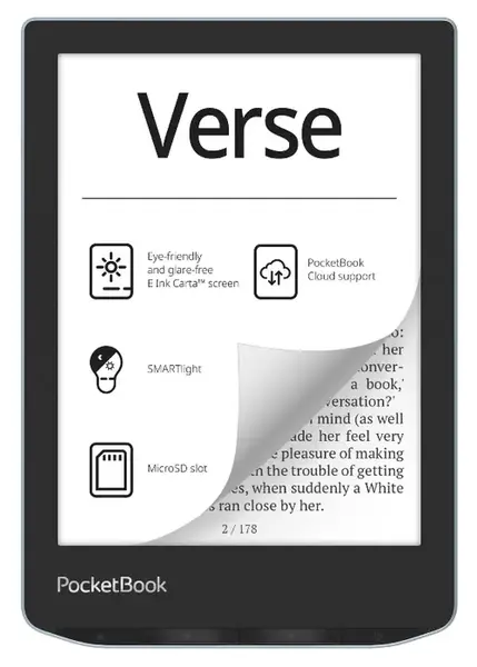 eBook Reader PocketBook Verse PB629, Ecran tactil 6.0inch E Ink Carta™ 1200, 212dpi, 8GB, SMARTlight, G-sensor, WiFi (Albastru)