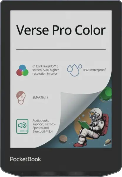 eBook Reader PocketBook Verse Pro Color, Ecran tactil 6.0inch E Ink Carta™ 1200, 300DPI, 1GB RAM, 16GB Flash, SMARTlight, WiFi (Albastru)