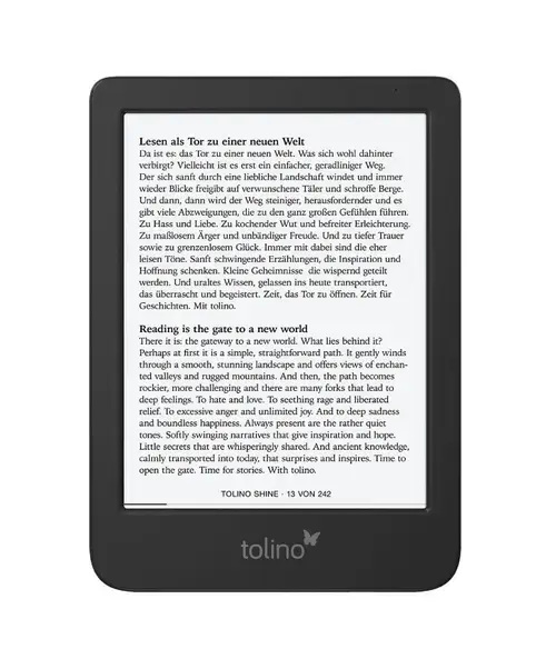 eBook Reader Tolino Shine Gen 5, Ecran E-Ink Carta 1300 6inch, 512MB RAM, 16GB Flash, Wi-Fi, Bluetooth, USB-C, IPX8 (Negru)
