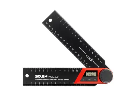 Echer digital de trasat si masurat unghiuri Sola WMD 200, 200 mm (Negru)