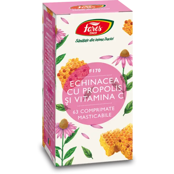 Echinacea cu propolis si vitamina C F170, 60 comprimate, Fares