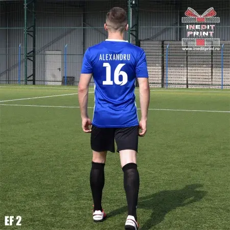 Echipament fotbal copii si adulti EF2 L, Tricou albastru, șort negru