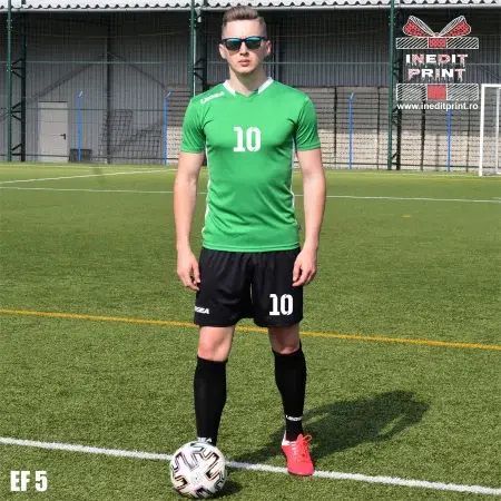 Echipament fotbal copii si adulti EF2 L, Tricou verde, șort negru