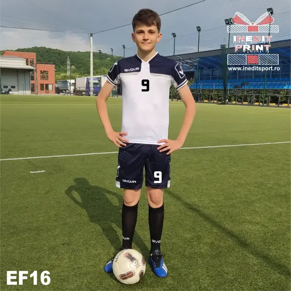 Echipament fotbal copii si adulti KIT AMERICA EF16 4XS, Tricou alb și șort negru